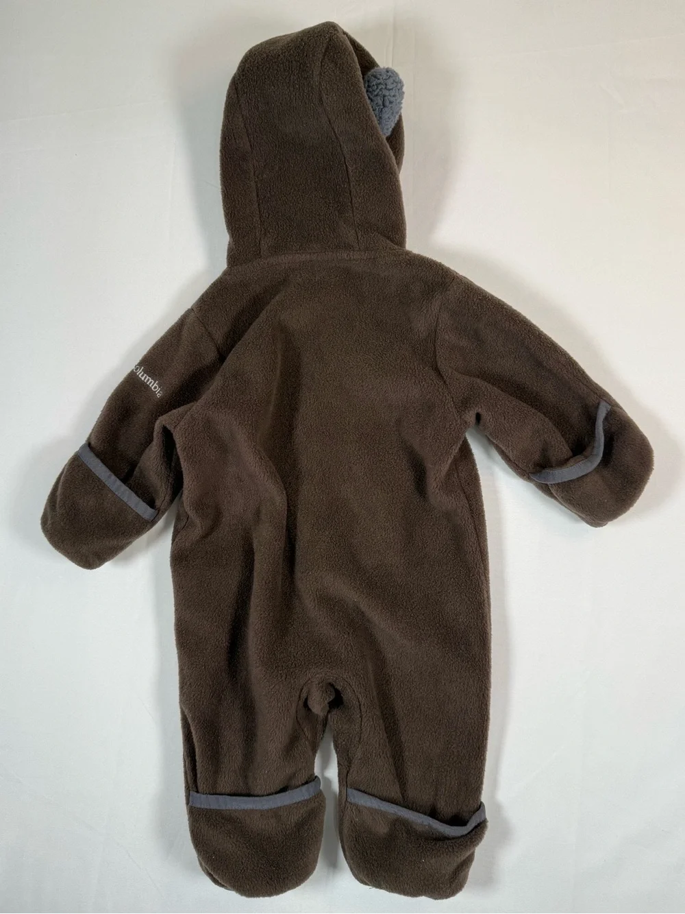 COLUMBIA Baby Fleece Bunting Bear Pram Suit 0–3m Hooded One Piece Cozy Outdoor